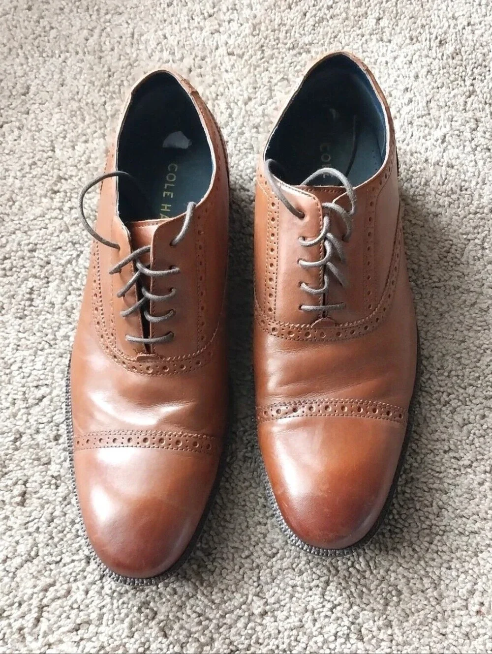 Cole Haan Men's Brown Leather Wayne Cap Toe Oxford Shoes 11.5